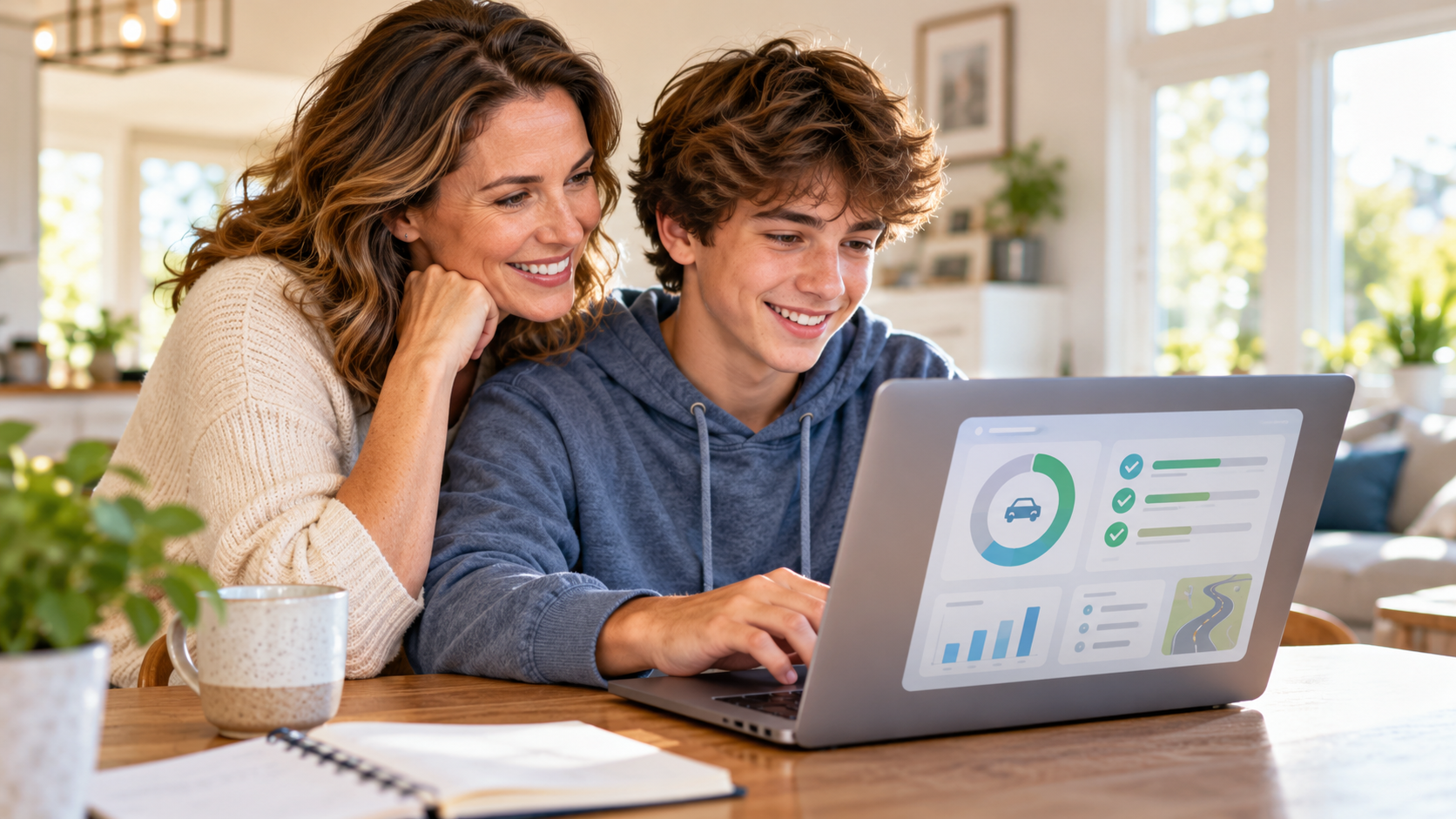 Parent and student reviewing dashboard